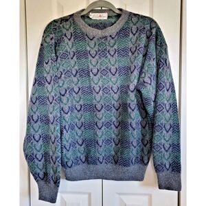 Vintage Los4Ases 38‎ Men's Grandpa  Sweater Crewneck Pullover Wool Angora Blend